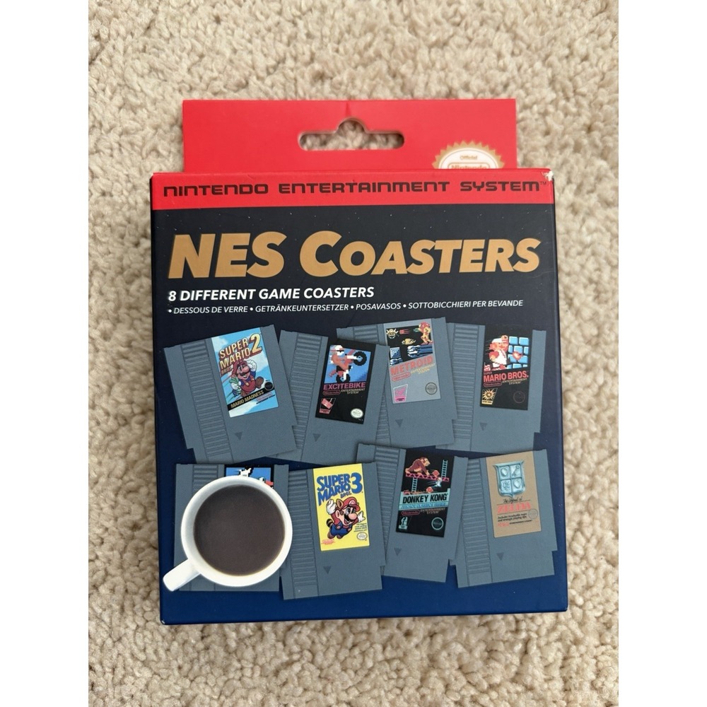 Nintendo NES Classic (8) Game Cartridge Coasters Super Mario Donkey Kong‎ Zelda